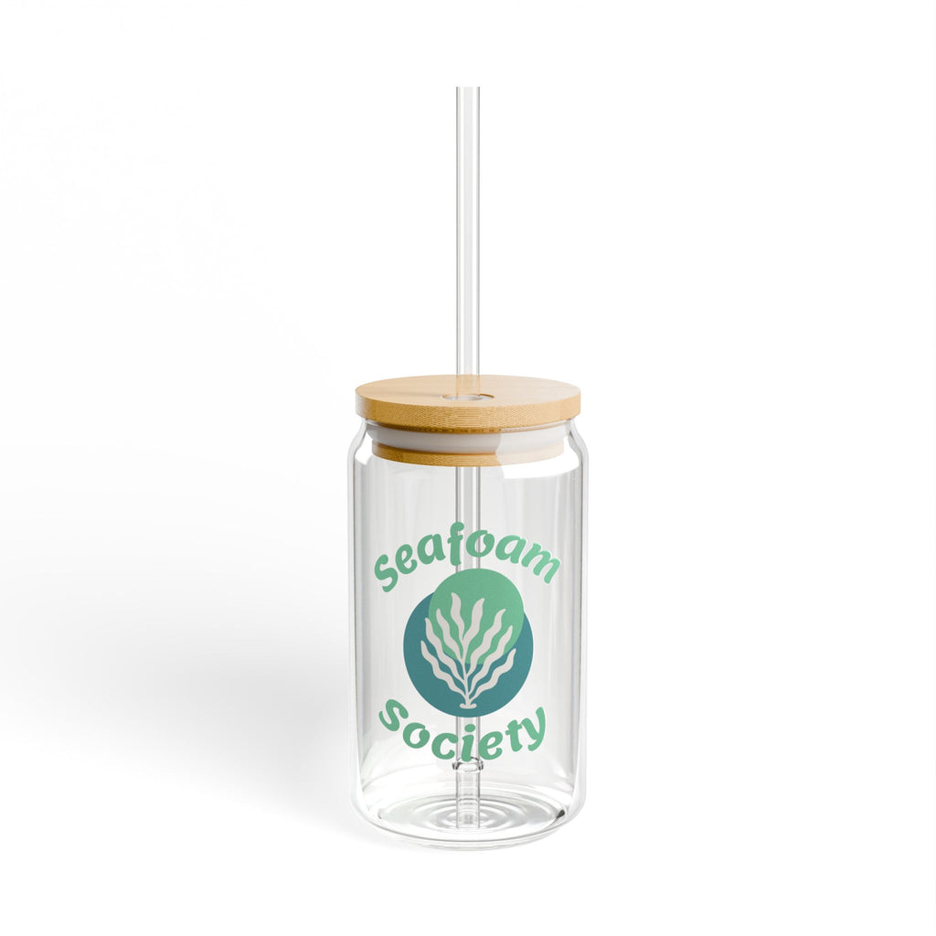 Seafoam Society 16oz Glass Sipper with Bamboo Lid & Straw