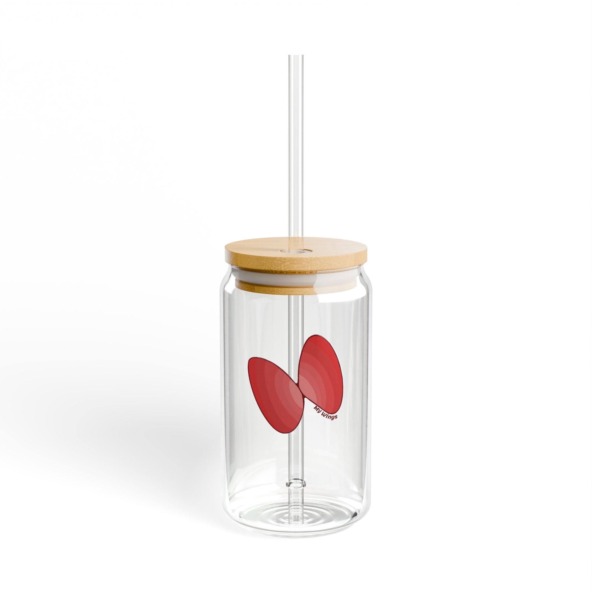 16oz Shell Sipper Glass with Bamboo Lid & Straw — Reusable Drink Tumbler