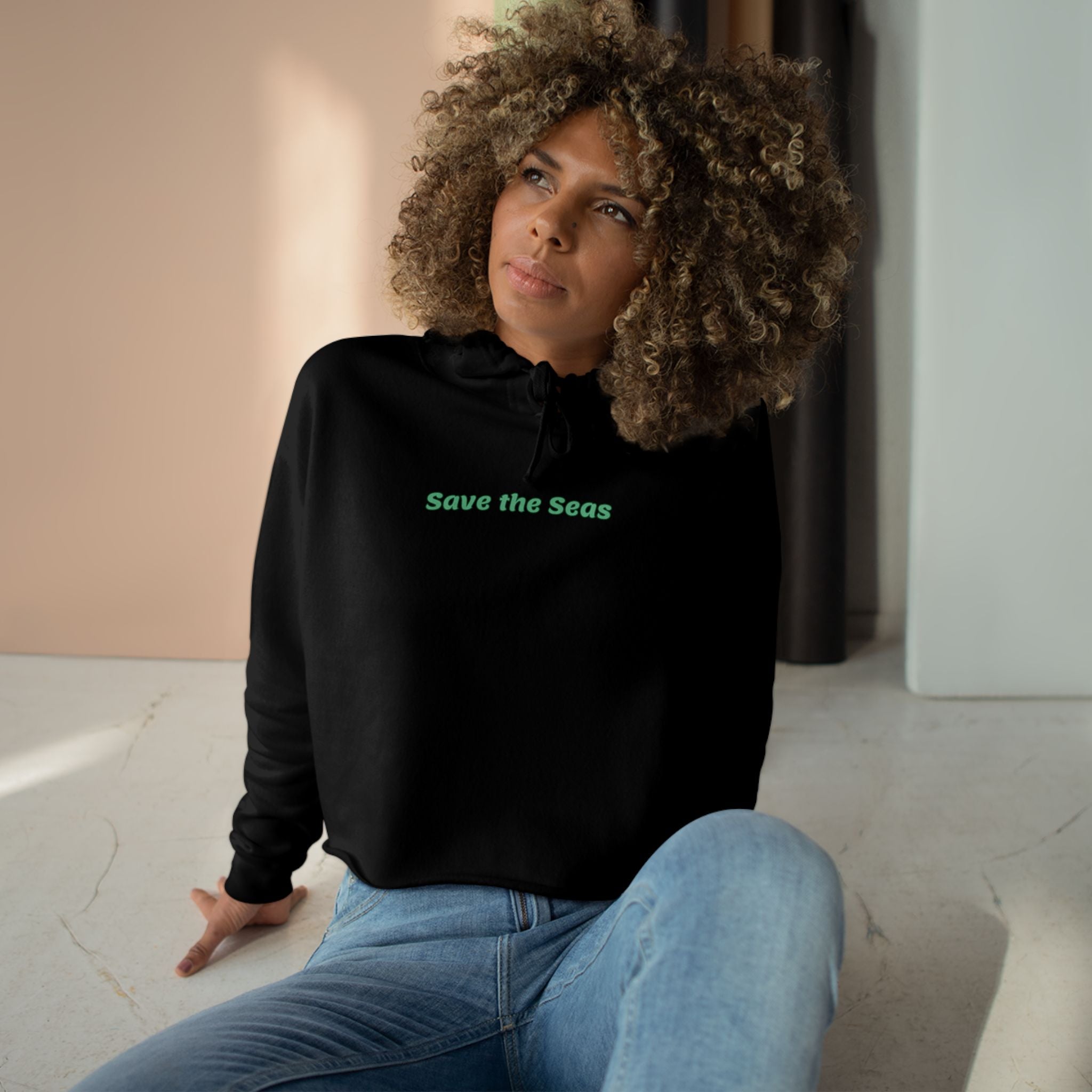 Save the Sea Crop Hoodie