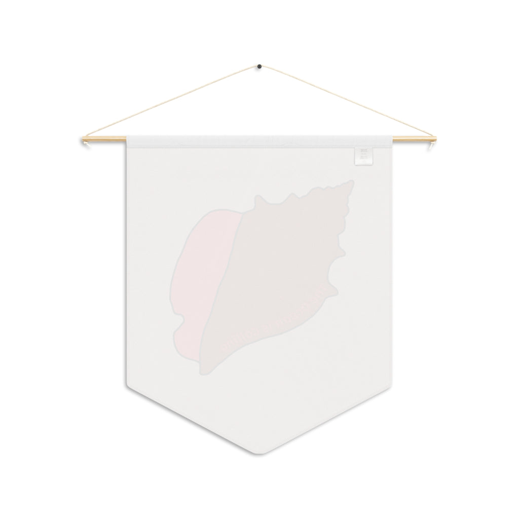 Seashell Pennant Banner — Retro Pink Wall Flag ("The Ocean Is Calling")