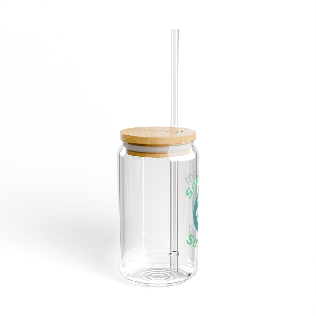 Seafoam Society 16oz Glass Sipper with Bamboo Lid & Straw