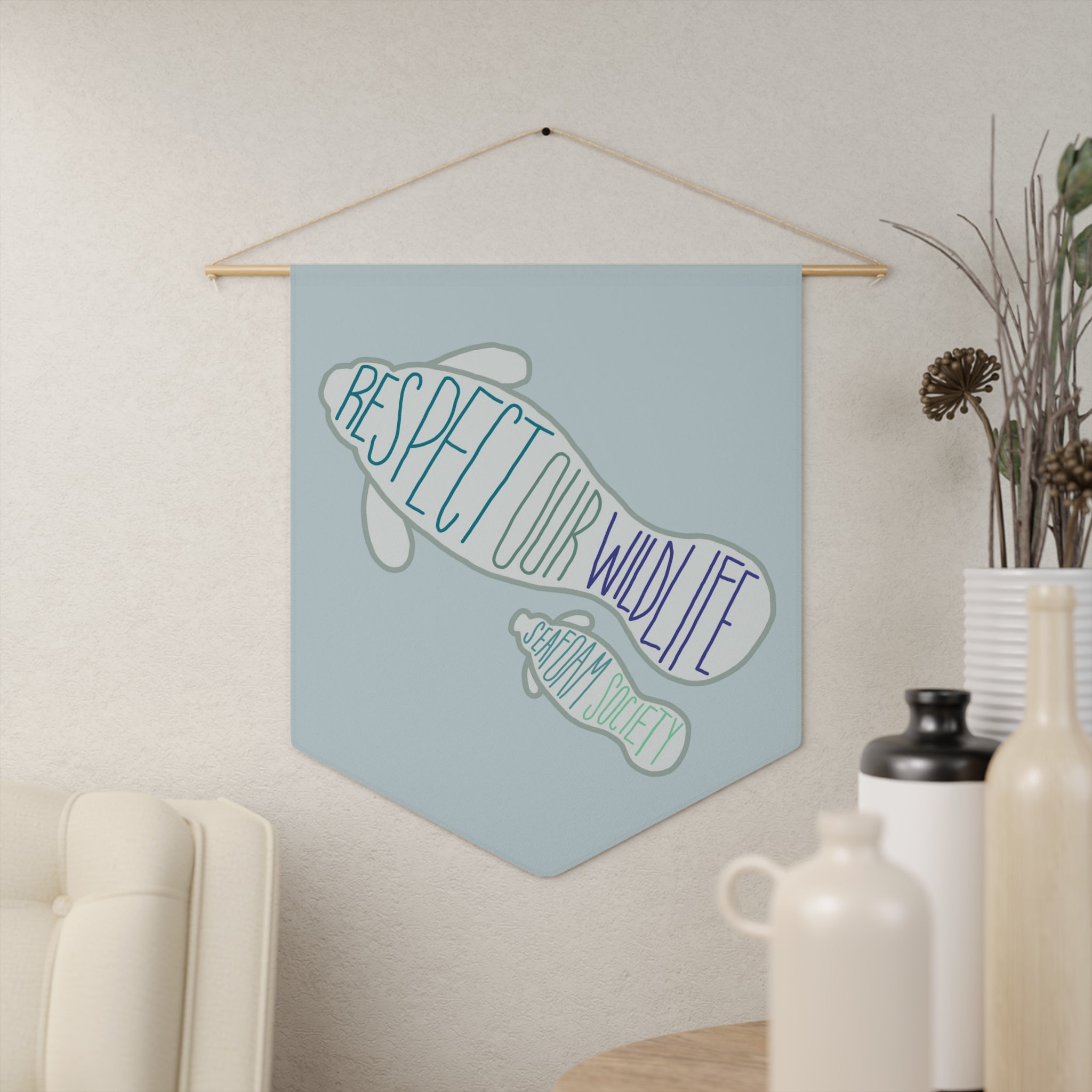 Respect Our Wildlife Pennant — Manatee Conservation Wall Banner