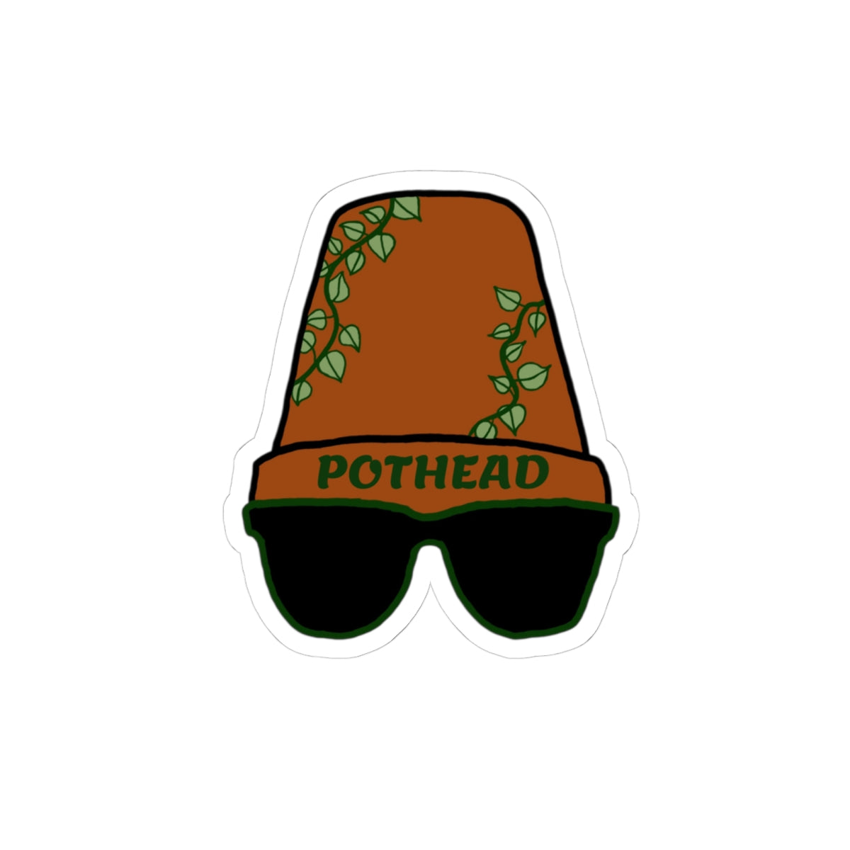 Pothead Plant Pot Sticker — Funny Kiss-Cut Vinyl Sticker for Laptops & Water Bottles