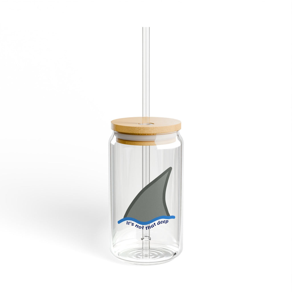 Shark Fin Sipper Glass 16oz – 'It’s Not That Deep' Reusable Drink Tumbler