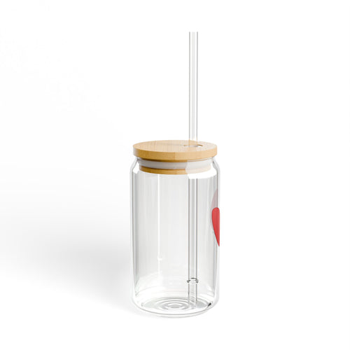16oz Shell Sipper Glass with Bamboo Lid & Straw — Reusable Drink Tumbler