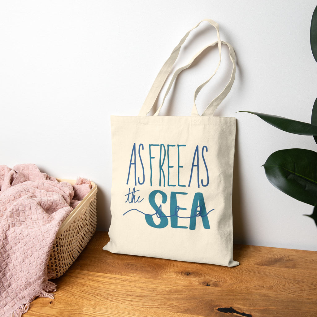 “As Free As The Sea” Canvas Beach Tote Bag