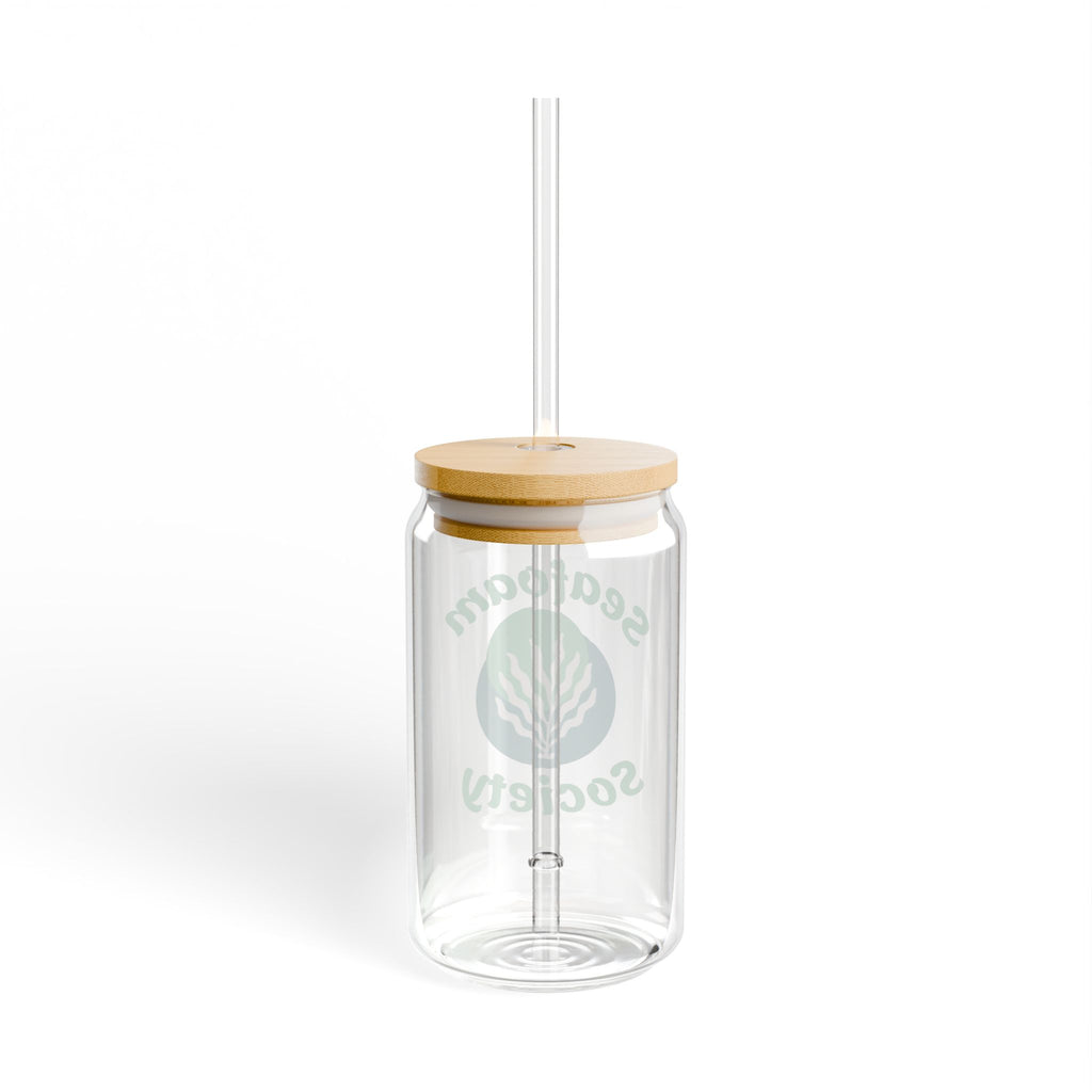 Seafoam Society 16oz Glass Sipper with Bamboo Lid & Straw