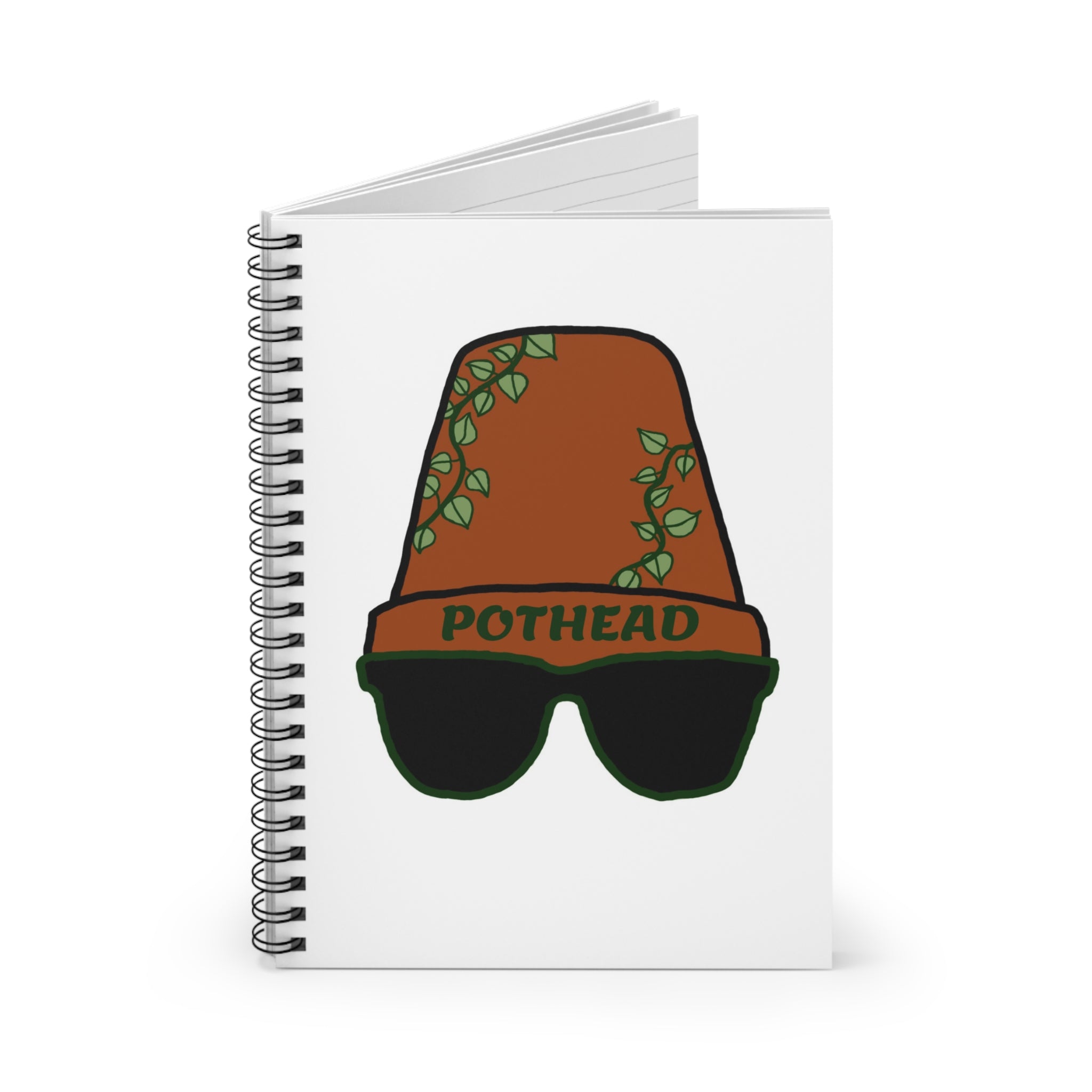 Pothead Plant Lover Spiral Notebook — Funny Plant Pot Sunglasses Ruled Journal